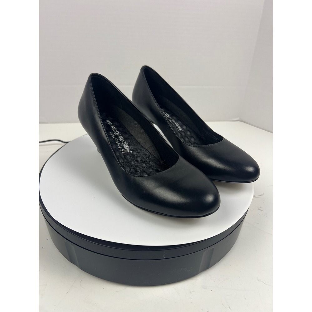 Walking Cradles Womens Black Leather Pumps 7.5 Wide Arch Support Comfort Heel - Picture 11 of 17